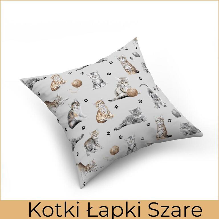 Poszewka na poduszkę jasiek 40x40cm 100% BAWEŁNA WZÓR: kotki łapki szary (2)