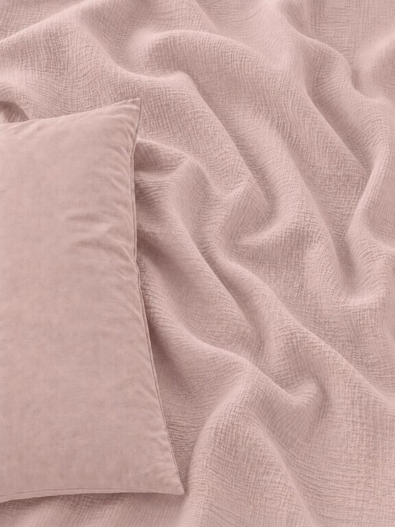 Pościel muślinowa dwuwarstwowa 220x200cm + 2x70x80cm - muślin + bawełna Pink (13)