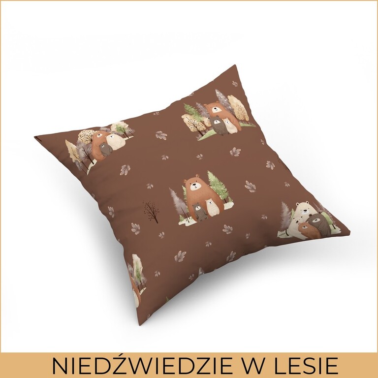 Poszewka na poduszkę jasiek 40x40 100% BAWEŁNA - NIEDŹWIEDZIE W LESIE (2)