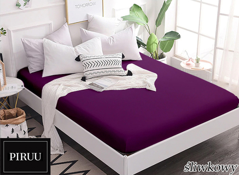 Prześcieradło JERSEY 90x200cm Z GUMKĄ Śliwka (2)