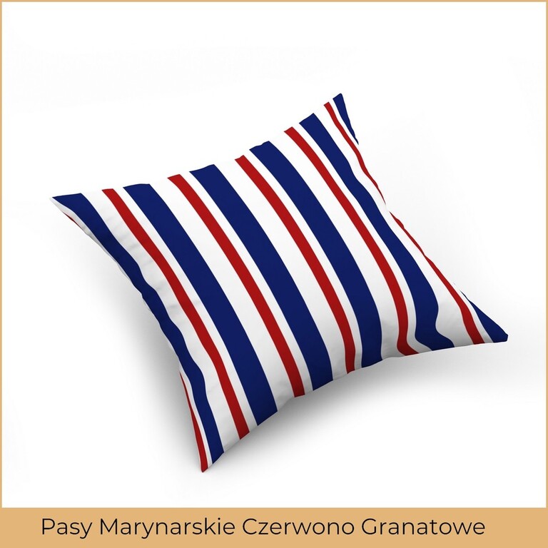 Poszewka na poduszkę jasiek 40x40 100% BAWEŁNA - Pasy Marynarskie Czerwono Granatowe (2)