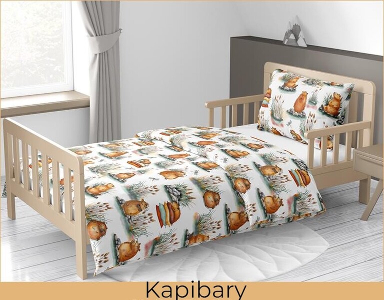 Pościel w kapibary 160x200 pościel kapibara biała CERTFIKAT - 100% bawełna (3)