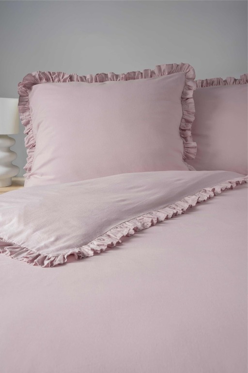Pościel z falbaną 160x200cm 100% BAWEŁNA pościel w stylu BOHO kolor RÓŻ / PINK (4)