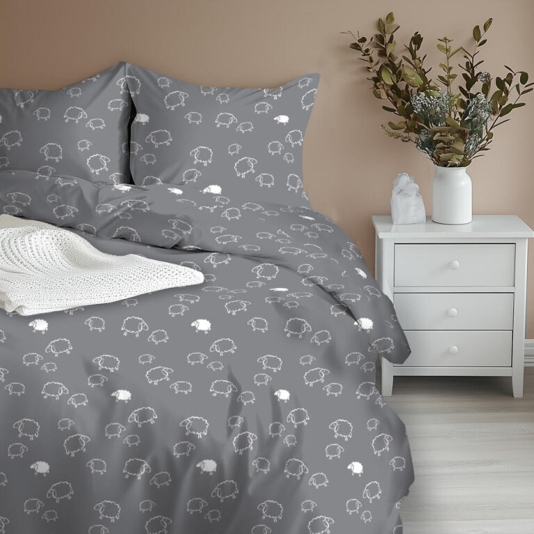 Pościel z Kory 220x200 + 2 poszewki PREMIUM 100% bawełna polska : Baranki szare (8)