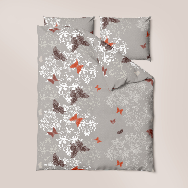Pościel z Kory 160x200 + 1x70x80 KOMPLET PREMIUM : Motyl Beż (2)