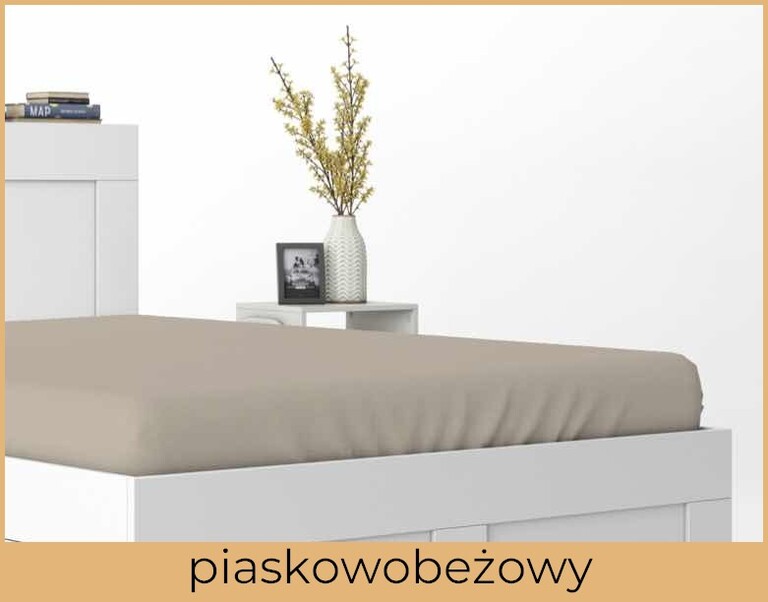 Prześcieradło 90x200 SATYNA z gumką piaskowobeżowe (2)
