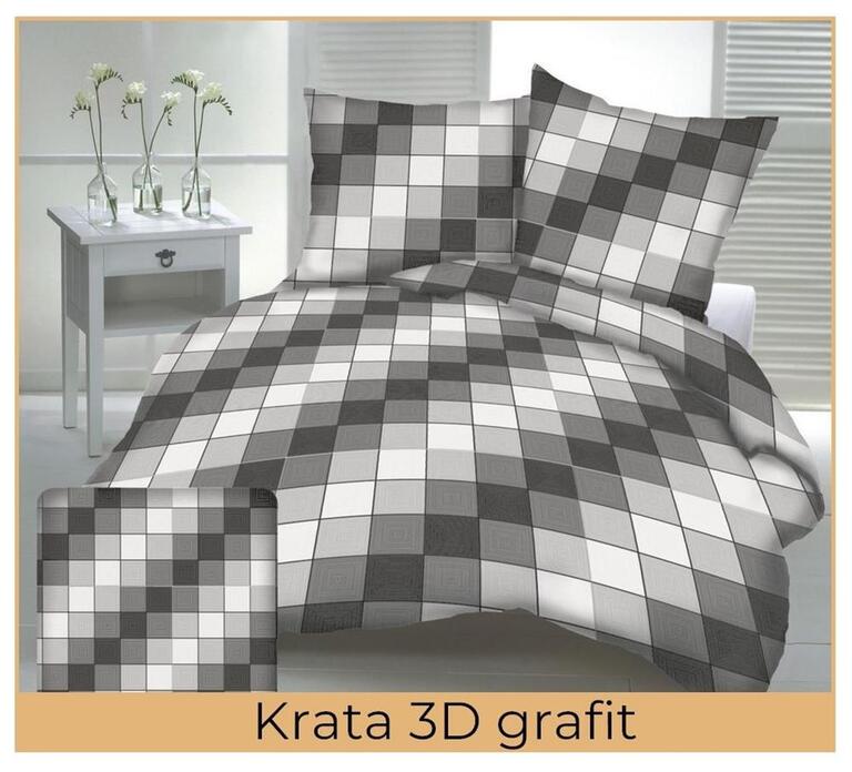 Pościel z Kory 140x200 + poszewka 70x80 POLSKI PRODUCENT -  Krata 3d grafit (1)