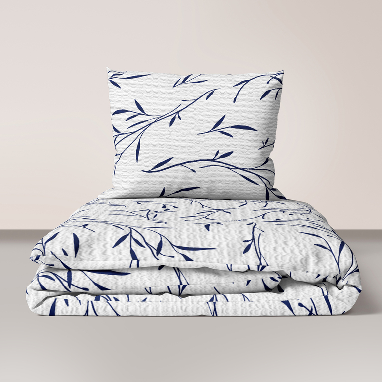 Pościel z Kory 160x200 + 2x70x80 Bawełna 100% Bielawa Produkt Polski -  Oliwka niebieska (1)