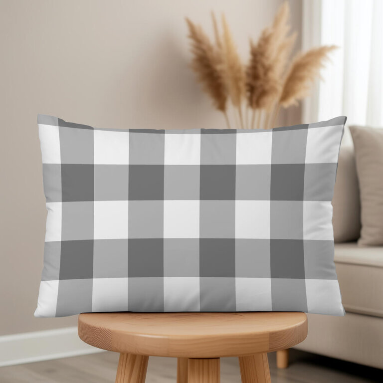 Poszewka na poduszkę 50x70cm BAWEŁNA CERTYFIKAT - Krata szara (7)