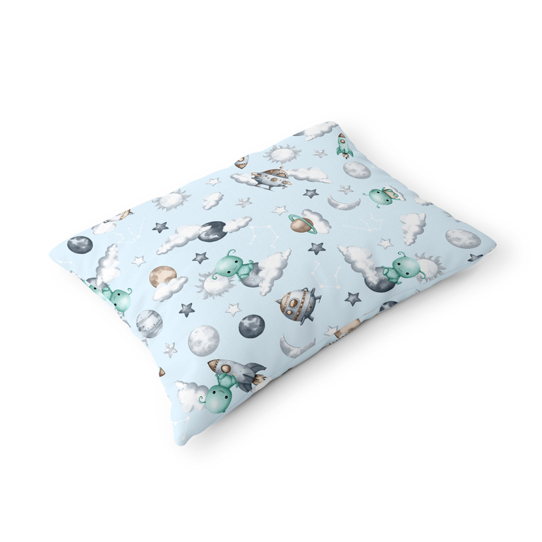Poszewka na poduszkę 40x60cm BAWEŁNA 100% CERTYFIKAT - Ufo Niebieskie (1)