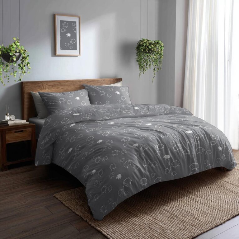 Pościel z Kory 140x200 + 1x70x80 Bawełna 100% Bielawa Produkt Polski - PRESTIGE Baranki Szare (5)