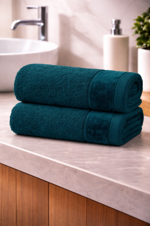 Zestaw 2x RĘCZNIK KĄPIELOWY 70x140 SPA HOTELOWY Duży Bawełniany 550g/m2 - VITO Turkus (6)
