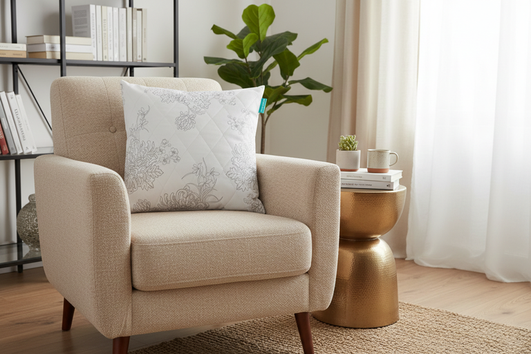 2 pack - Poduszka PIKOWANA 40x40cm 2 sztuki CERTYFIKAT - Wzór FIORI dwupak (5)