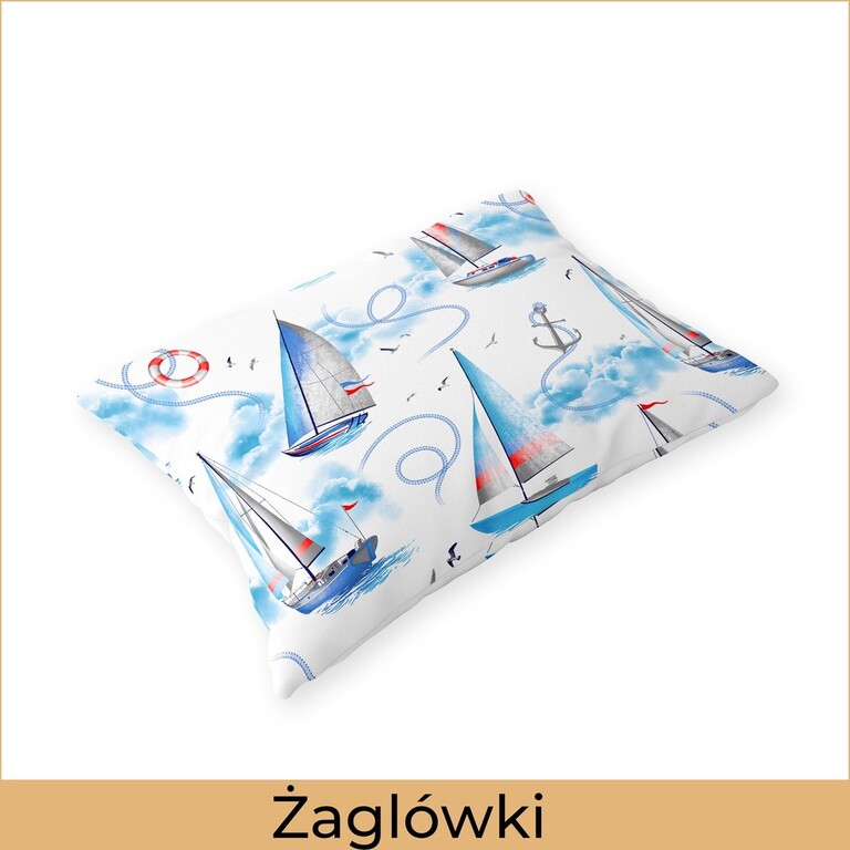 Poszewka na poduszkę 50x70cm BAWEŁNA CERTYFIKAT - Żaglówki (2)