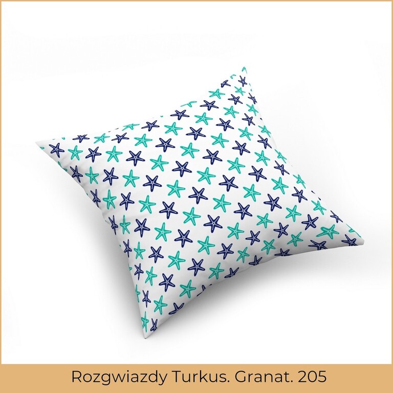 Poszewka na poduszkę jasiek 40x40 100% BAWEŁNA - Rozgwiazdy Turkusowo Granatowe 205 (2)