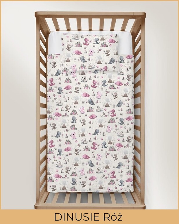 POŚCIEL DZIECIĘCA BAWEŁNA 100x140 + 50x60 100% BAWEŁNA certyfikat 2-el. do Łóżeczka Dinusie Róż (3)