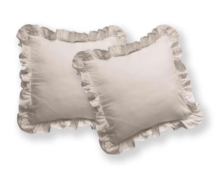Poszewka na poduszkę 40x40 z FALBANĄ 2pak DWIE poszewki 40x40 kolor BEŻ / BEIGE (1)