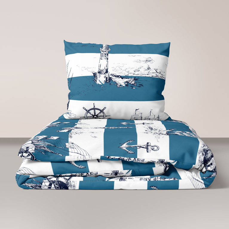 Pościel z Kory 140x200 + poszewka 70x80 POLSKI PRODUCENT - Marynarski (1)