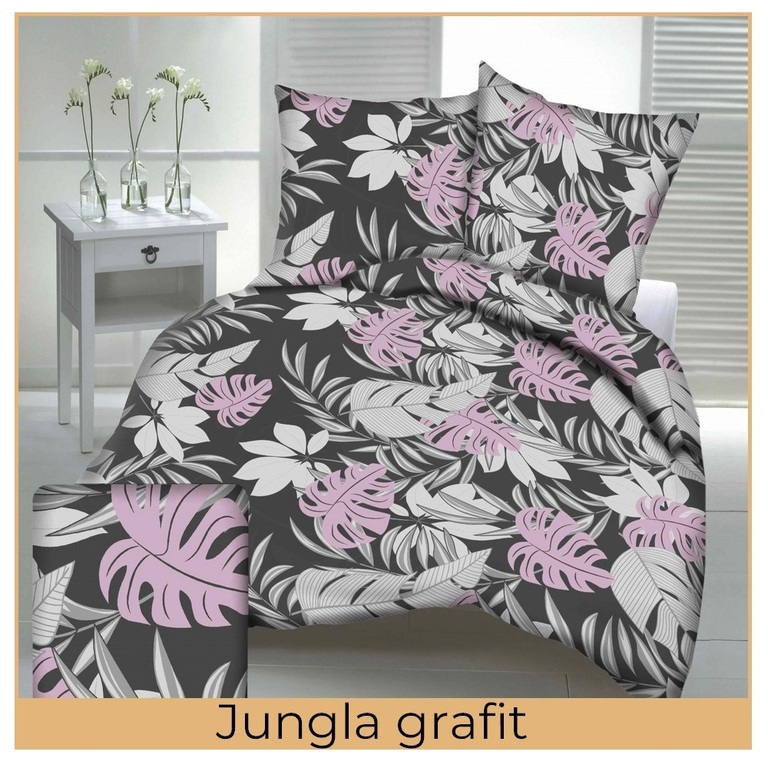 Pościel z Kory 140x200 + poszewka 70x80 POLSKI PRODUCENT -  Jungla grafit (1)