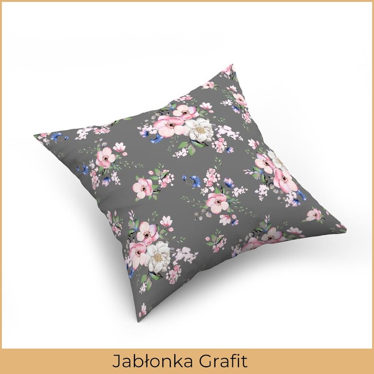Poszewka na poduszkę jasiek 40x40cm 100% BAWEŁNA WZÓR: Jabłonka grafit (2)