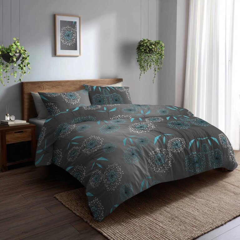 Pościel z Kory 140x200 + 1x70x80 Bawełna 100% Bielawa Produkt Polski - Dmuchawiec turkus (5)