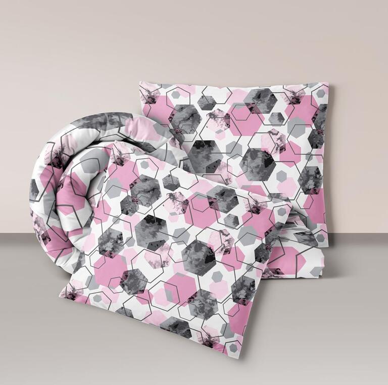 Pościel z Kory 160x200 + 2x70x80 Bawełna 100% Bielawa Produkt Polski - 1651 różowy (1)