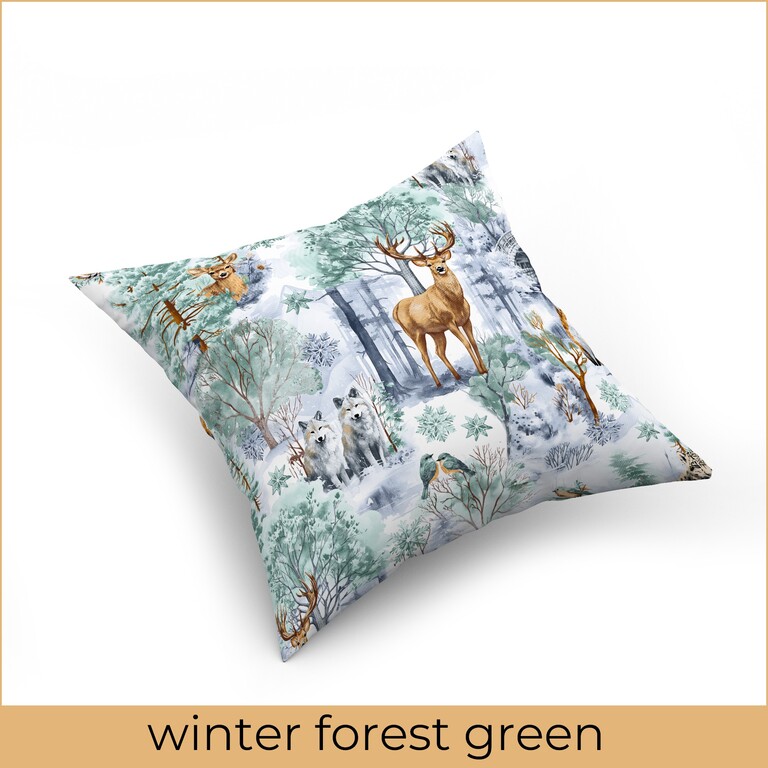 Poszewka na poduszkę ZIMOWA jasiek 40x40cm, Winter Forest Green (8)