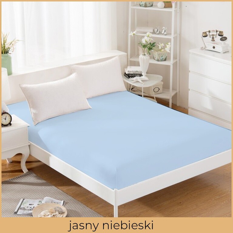 Prześcieradło JERSEY 200x220 100% BAWEŁNA Z GUMKĄ Jasny Niebieski (2)