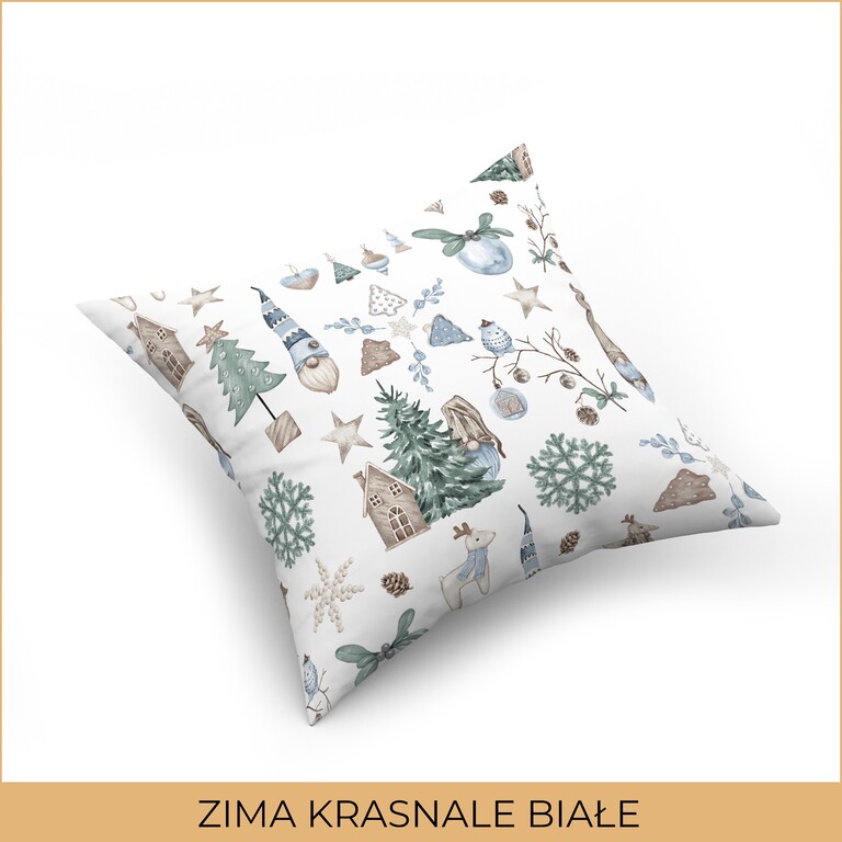 Poszewka na poduszkę Świateczna jasiek 40x40cm 100% BAWEŁNA, KRASNALE BIAŁE (2)