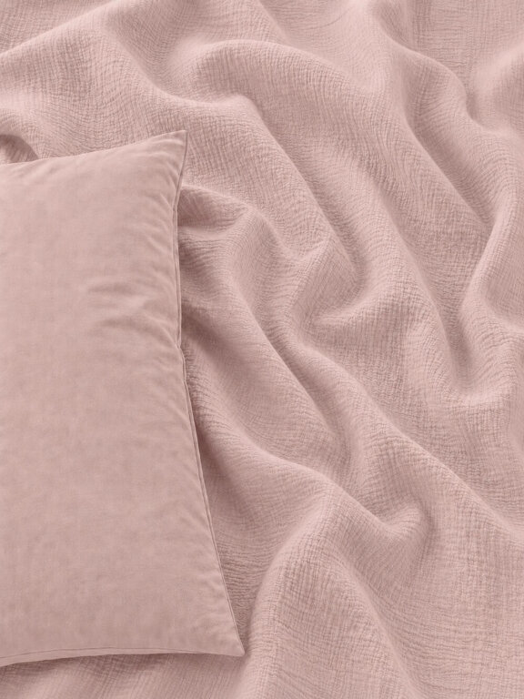 Pościel muślinowa dwuwarstwowa 160x200cm + 2x70x80cm - muślin + bawełna Pink (3)