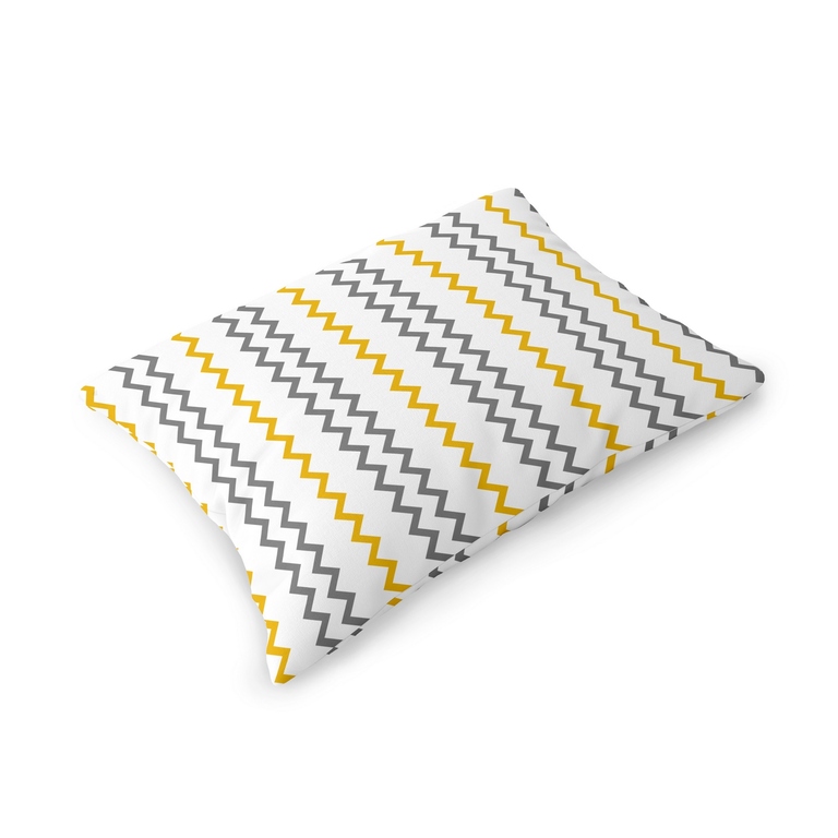 Poszewka na poduszkę 40x60cm BAWEŁNA 100% CERTYFIKAT - Zygzag Szaro Żółty 178 Mini (1)
