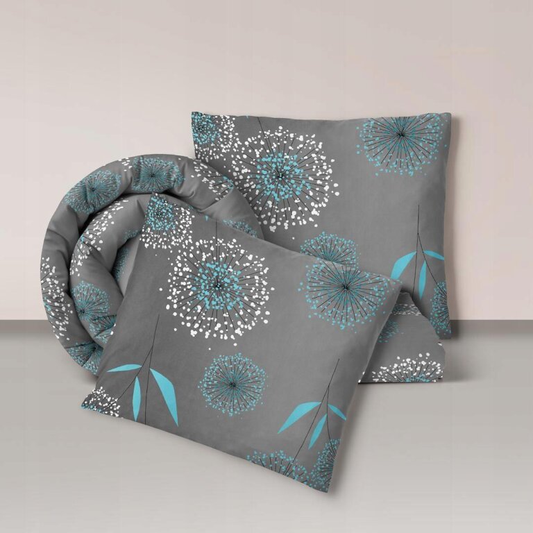 Pościel z Kory 160x200 + 2x70x80 Bawełna 100% Bielawa Produkt Polski - Dmuchawiec turkus (11)