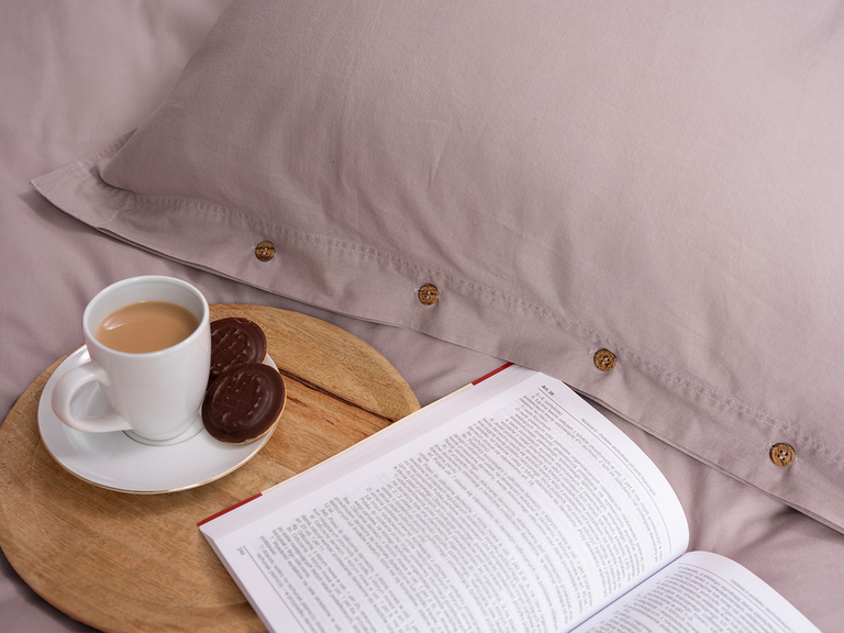 Pościel 140x200cm 100% BAWEŁNA PURE ECO LINE ozdobny Guzik Różowa (5)
