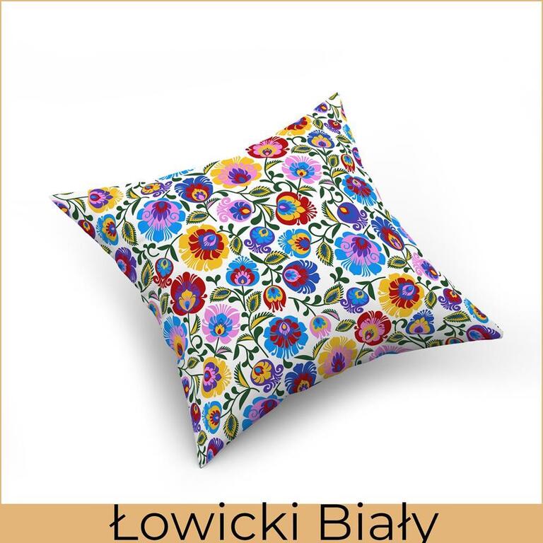 Poszewka na poduszkę jasiek 40x40cm 100% BAWEŁNA WZÓR: Łowicki biały (2)
