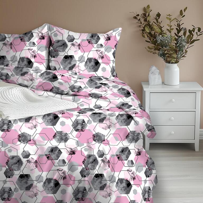 Pościel z Kory 160x200 + 2x70x80 Bawełna 100% Bielawa Produkt Polski - 1651 różowy (2)