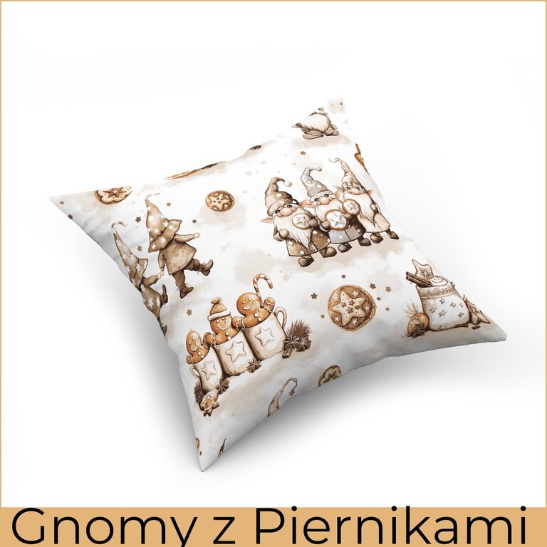 Poszewka na poduszkę ZIMOWA Świąteczna jasiek 40x40cm 100% BAWEŁNA, gnomy z piernikami  (8)