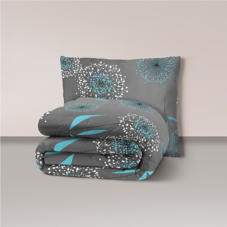 Pościel z Kory 140x200 + 1x70x80 Bawełna 100% Bielawa Produkt Polski - Dmuchawiec turkus (1)