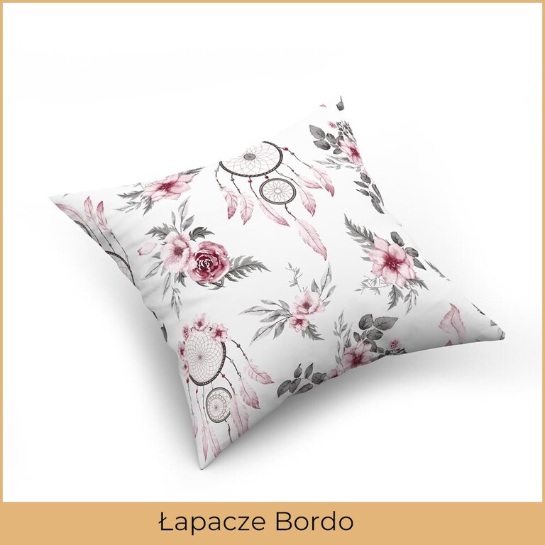 Poszewka na poduszkę jasiek 40x40cm, 100% Bawełna Łapacze bordo szare (2)