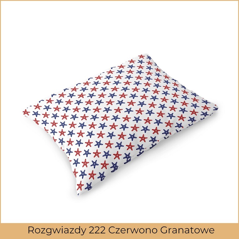 Poszewka na poduszkę 40x60cm BAWEŁNA 100% CERTYFIKAT - Rozgwiazdy 222 Czerwono Granatowe  (2)