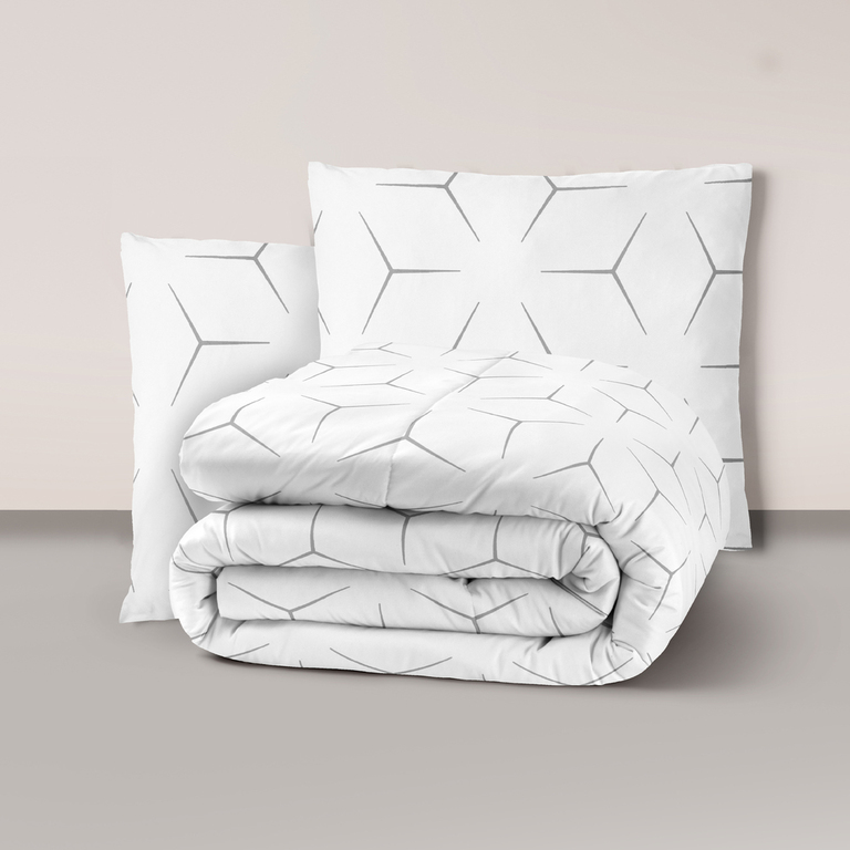 POŚCIEL Z KORY 200x220 + 2 poszewki PREMIUM 100% bawełna polska: milano białe (1)