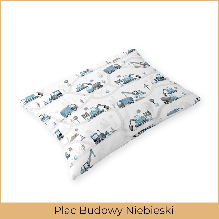  Poszewka na poduszkę 50x70 BAWEŁNA CERTYFIKAT, wzór: Plac Budowy Niebieski (2)