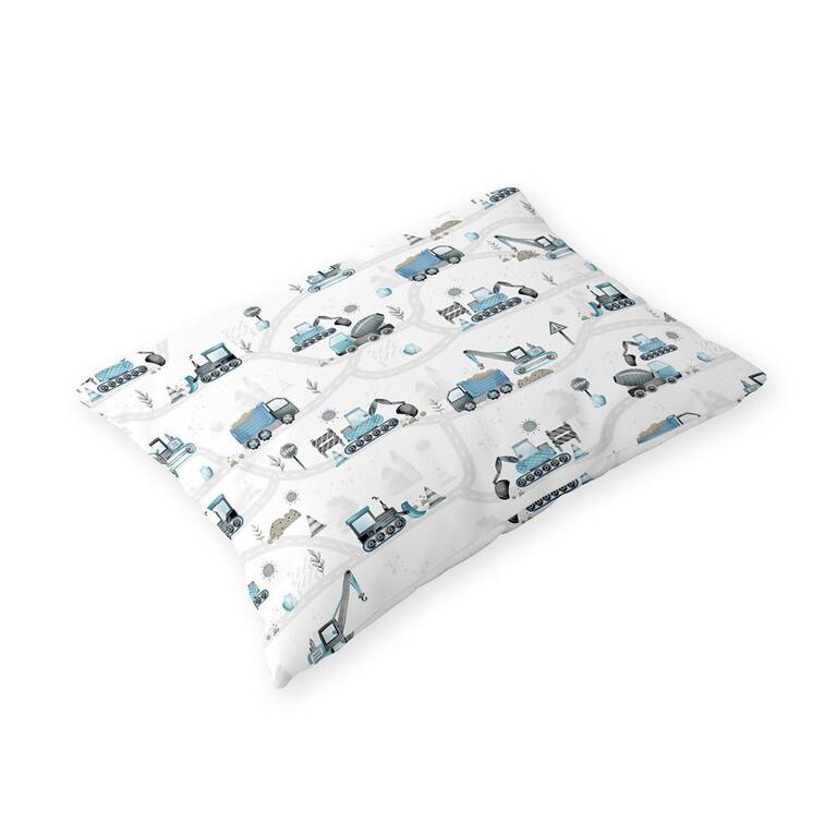 Poszewka na poduszkę 40x60cm BAWEŁNA 100% CERTYFIKAT - Plac Budowy niebieski (1)