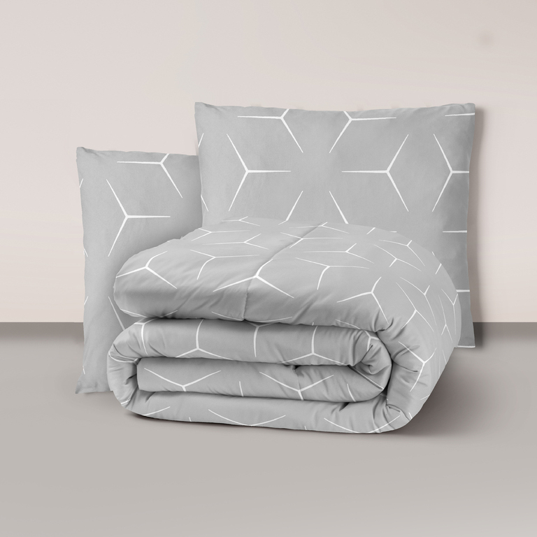 POŚCIEL Z KORY 200x220 + 2 poszewki PREMIUM 100% bawełna polska : Milano szare (1)