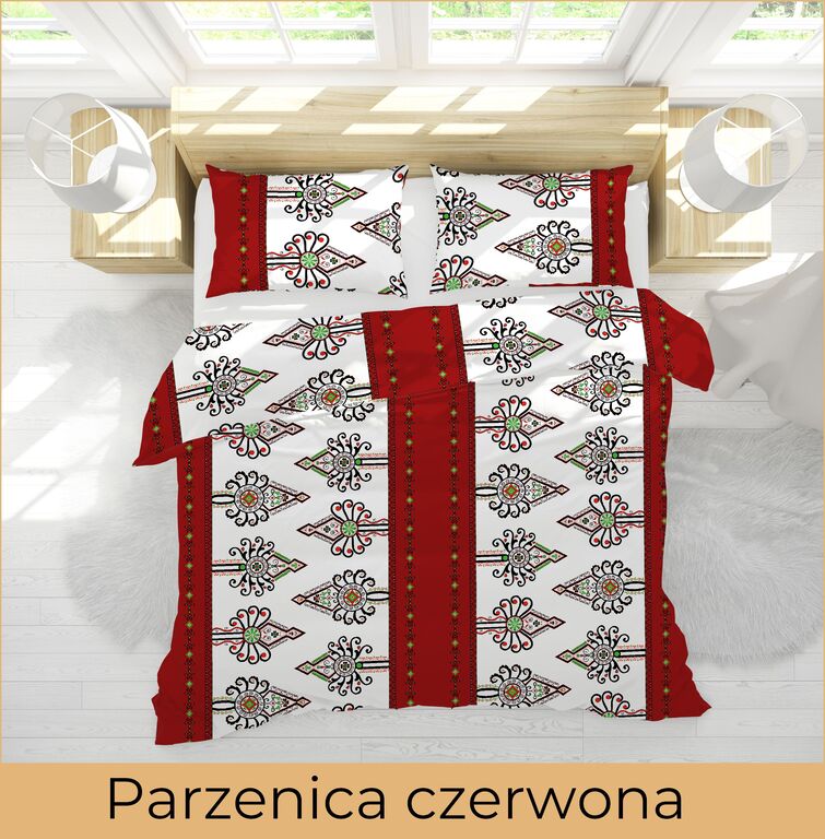 Pościel 140x200 +1x70x80cm, 140g/m2, 100% BAWEŁNA - Parzenica czerwona (3)