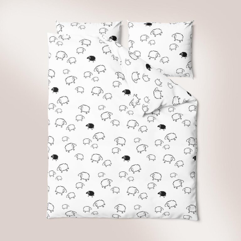 Pościel z Kory 140x200 + 1x70x80 Bawełna 100% Bielawa Produkt Polski -  PRESTIGE Baranki na białym (8)