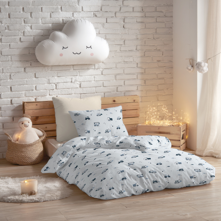 POŚCIEL DZIECIĘCA 90x120 + 40x60 100% BAWEŁNA certyfikat 2-el do Łóżeczka Koparki w Akcji Niebieskie (3)