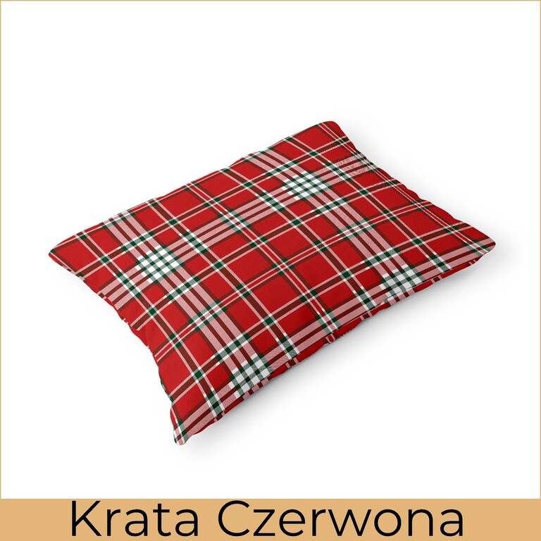 Poszewka na poduszkę 40x60cm BAWEŁNA 100% CERTYFIKAT - Krata Czerwona (2)