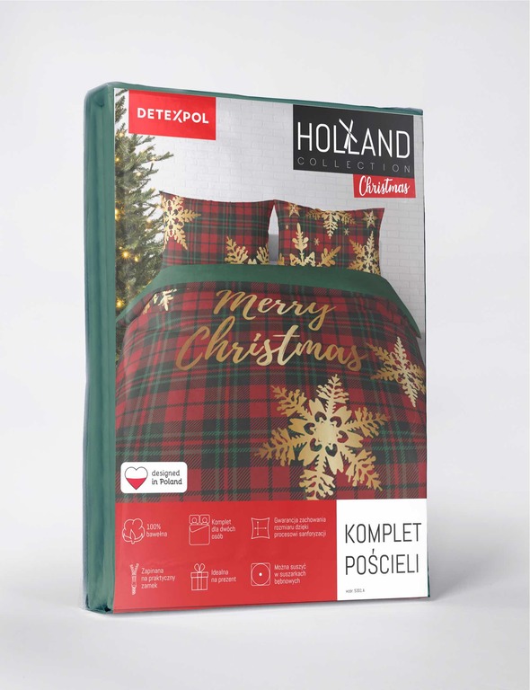 Pościel bawełniana świąteczna 200x220 2x70x80 Holland 100% bawełna 5301_A (3)