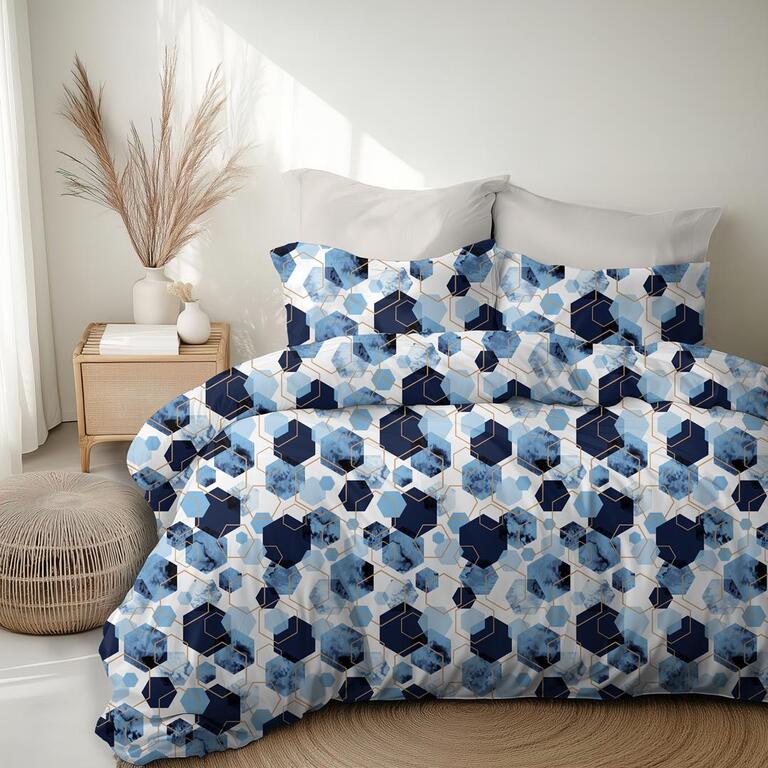 Pościel z Kory 160x200 + 2x70x80 Bawełna 100% Bielawa Produkt Polski - 1611N  niebieski (7)