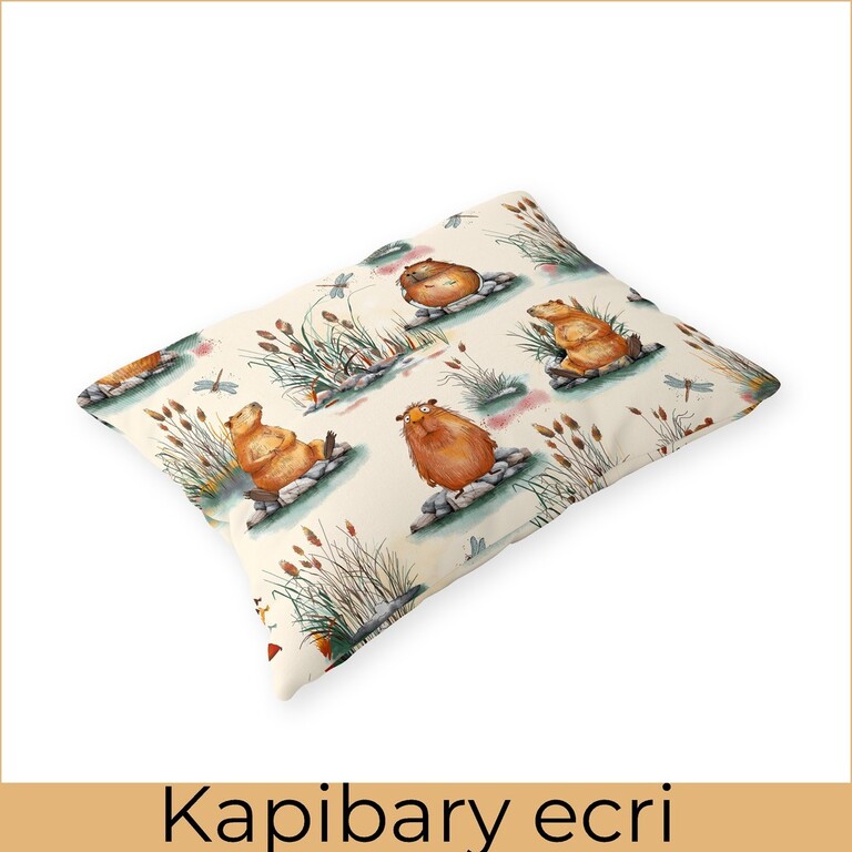 Poszewka na poduszkę 40x60cm BAWEŁNA 100% CERTYFIKAT - kapibary ecri (2)